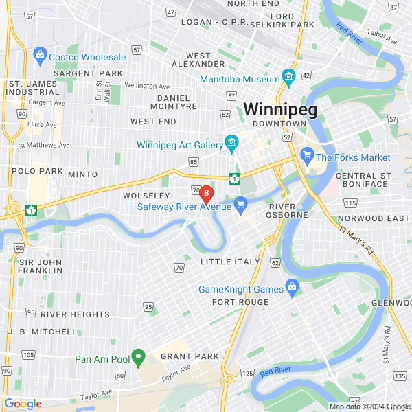 Airways Dryer Vent and Duct Services location map:  82 Langside St #1, Winnipeg, Manitoba