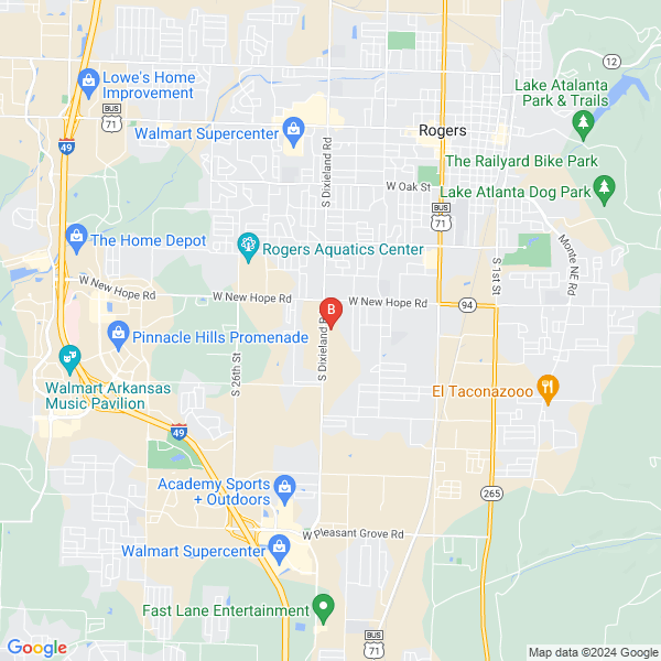Zone Health Chiropractic location map: 2009 S. Dixieland, Suite #A Rogers, AR 72758, Rogers, Arkansas